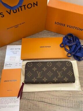 Louis Vuitton Clémence Zip Wallet in Fuchsia and Monogram Canvas